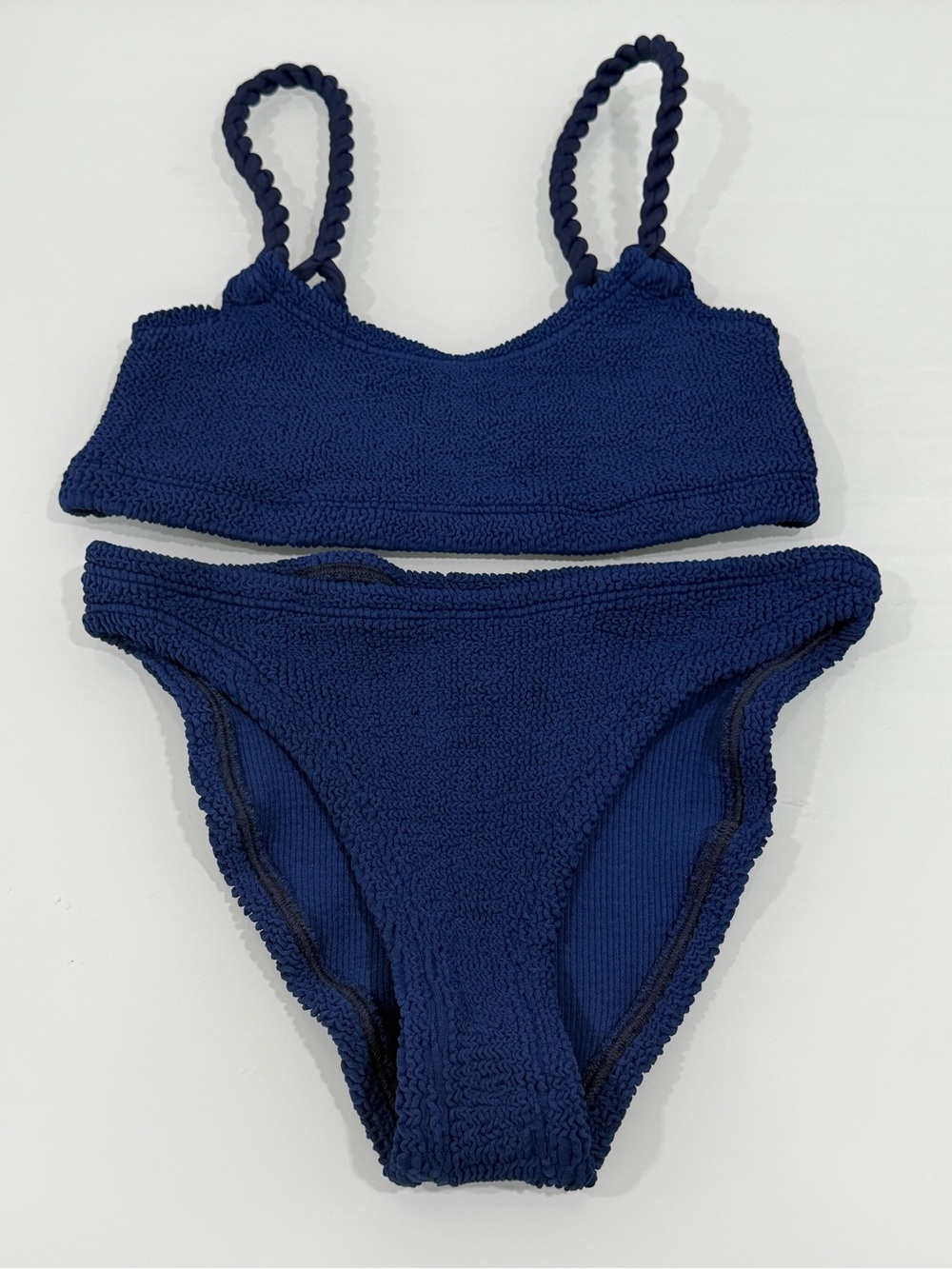 HUNZA G Phoebe Two-Piece Bikini Swimsuit in Navy - One / Size